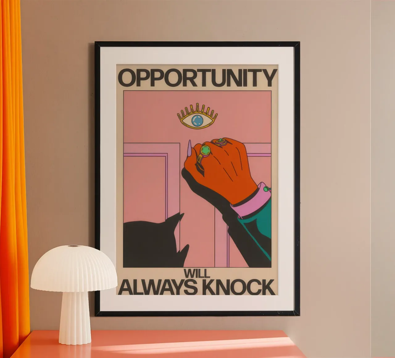 L'opportunità busserà sempre poster con telaio in legno da Retrorise