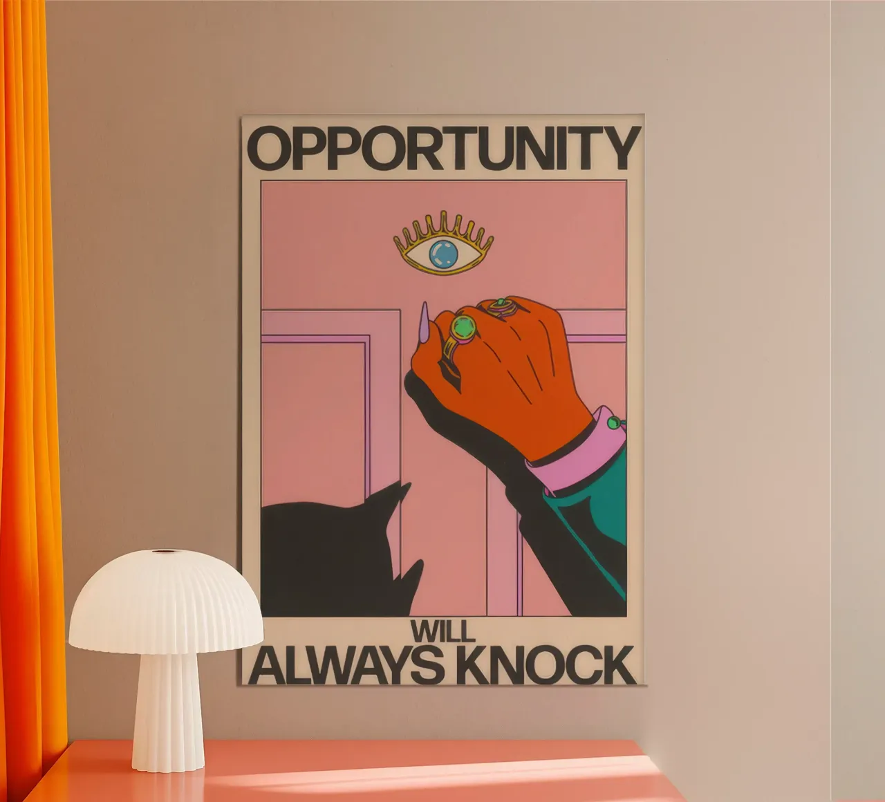 L'opportunità busserà sempre poster con telaio in legno da Retrorise
