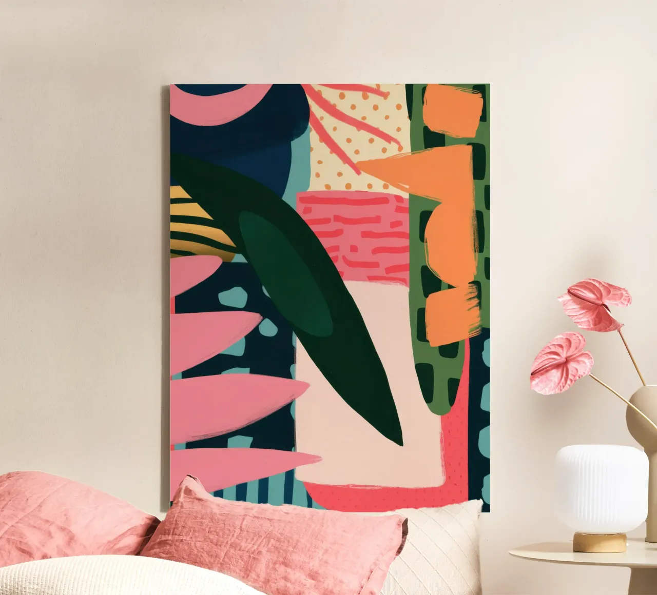 Abstract Leaf Clash canvas with Floater frame by Frame Aura