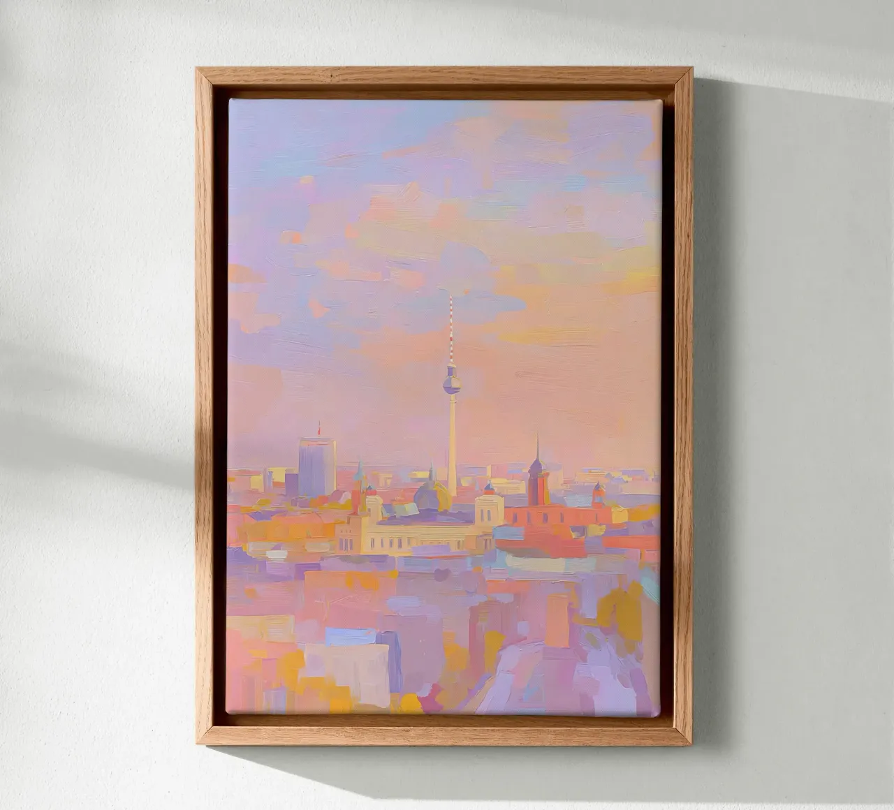 Illustrazione a pastello dello skyline di Berlino tela con Cornice a cassetta da Nikis Art Studio