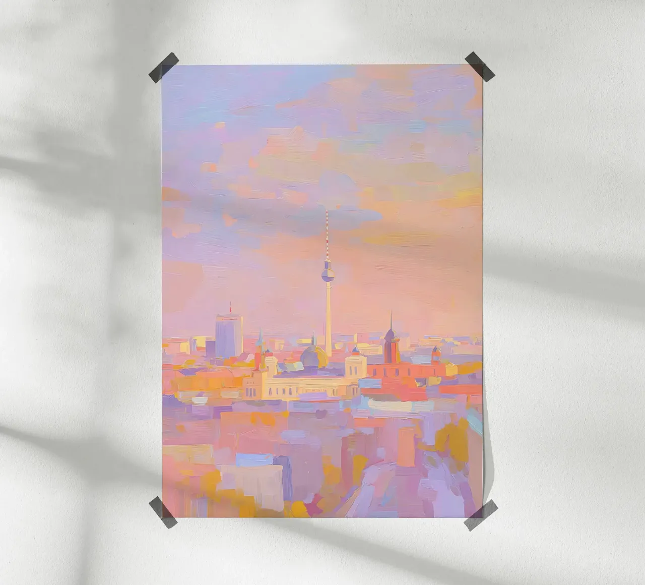 Illustrazione a pastello dello skyline di Berlino poster da Nikis Art Studio
