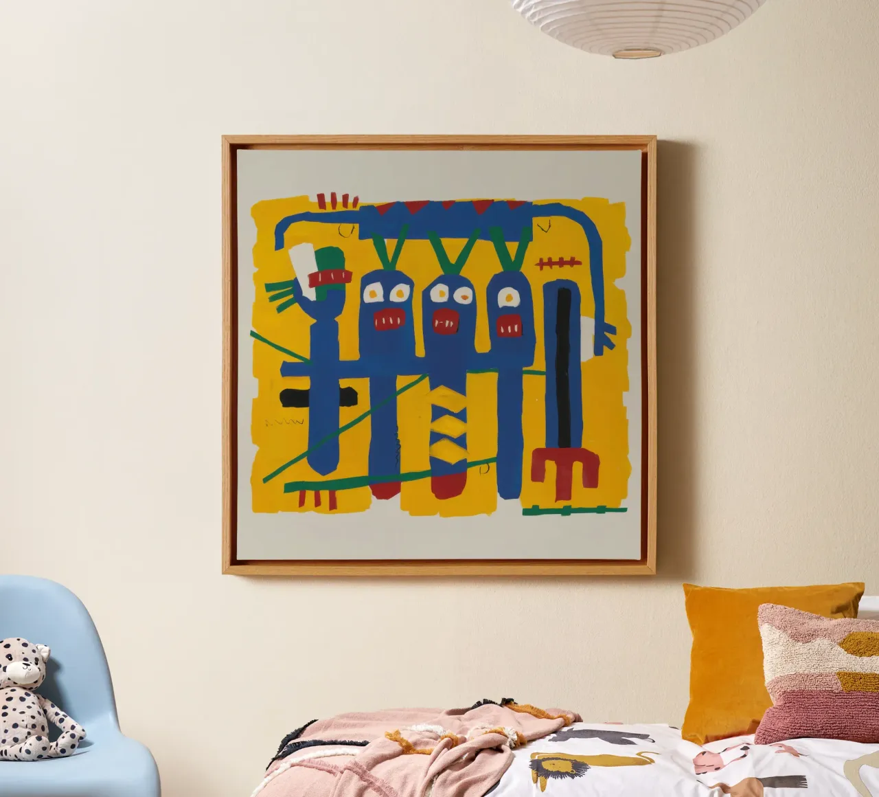 Totem primordiale blu tela con Cornice a cassetta da Frame Aura