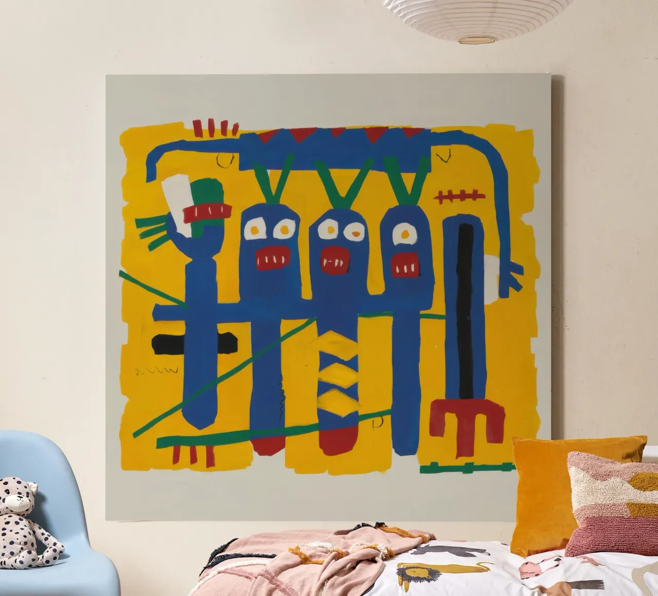 Totem primordiale blu tela con Cornice a cassetta da Frame Aura