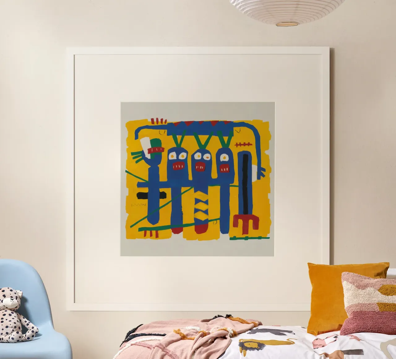 Totem primordiale blu poster con telaio in alluminio da Frame Aura