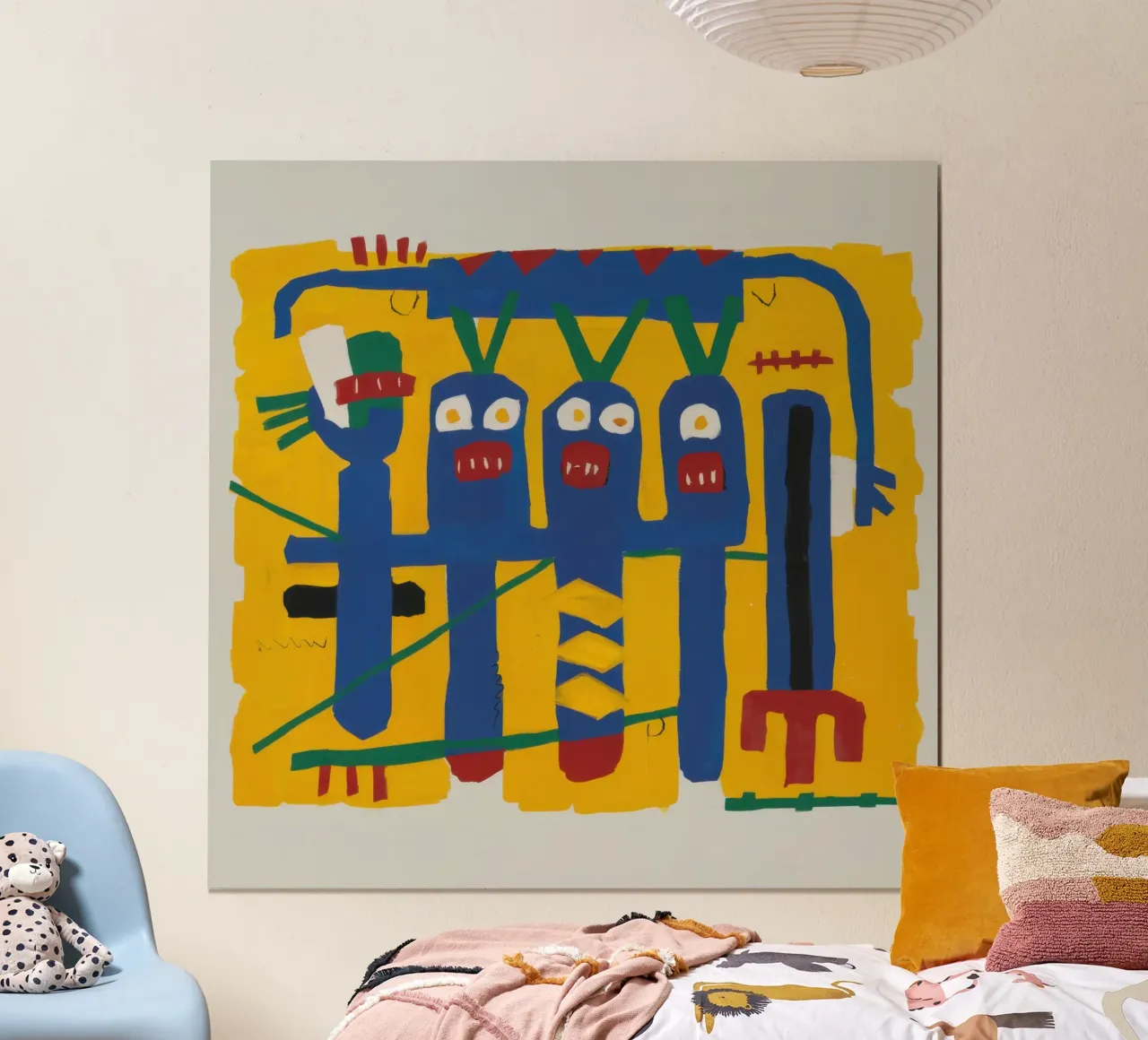 Totem primordiale blu poster con telaio in alluminio da Frame Aura