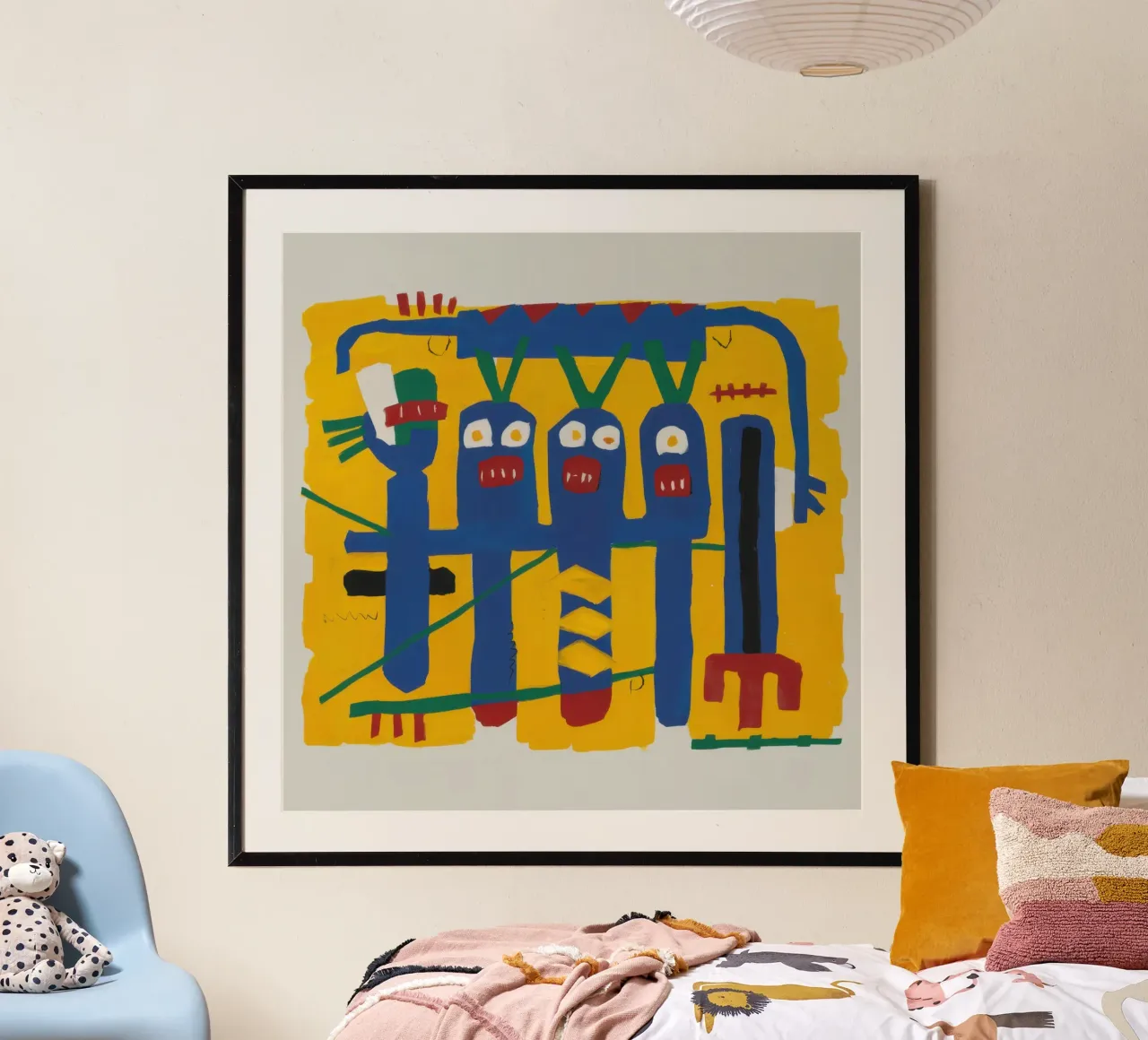 Totem primordiale blu poster con telaio in alluminio da Frame Aura