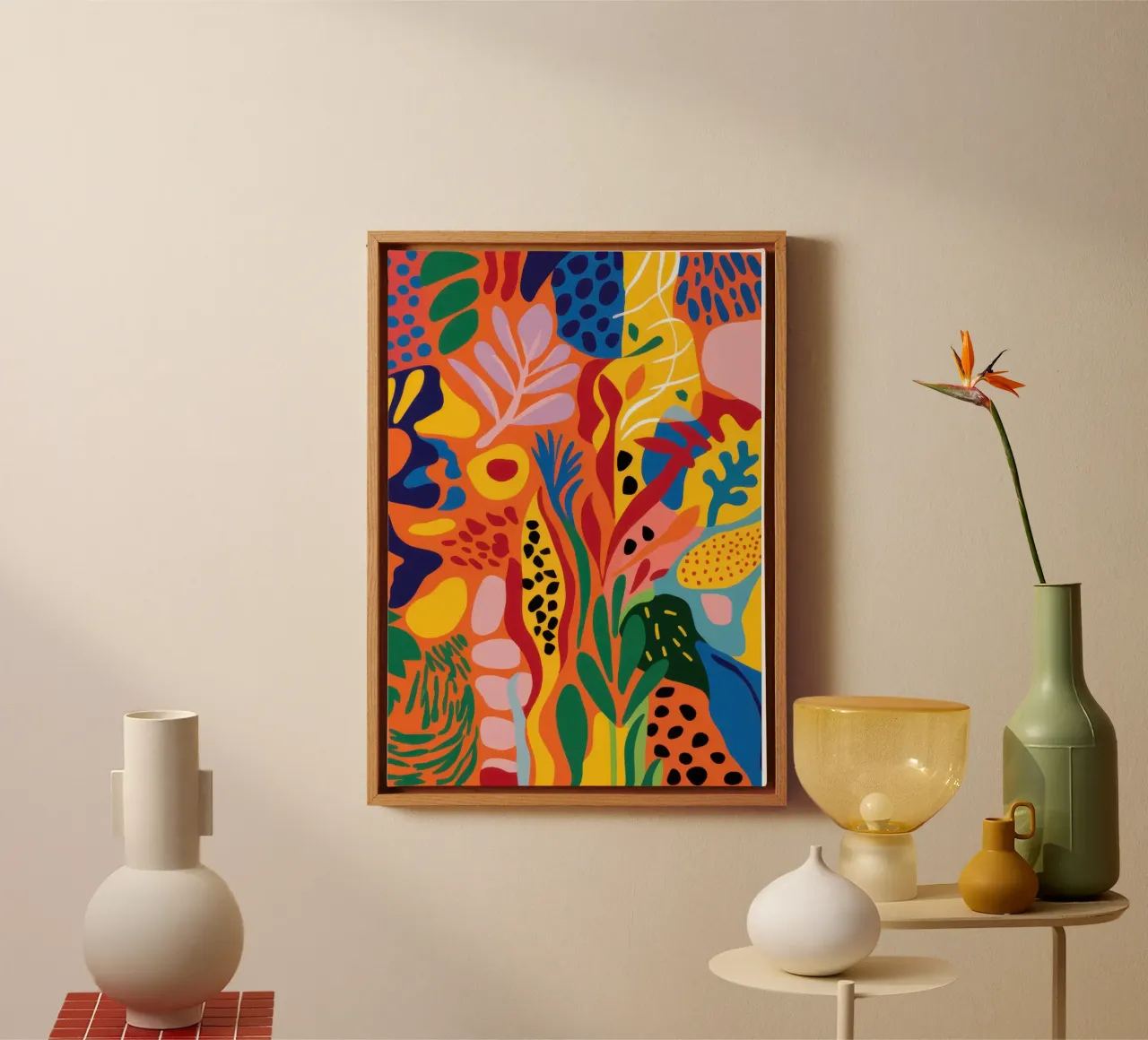 Chromatic Cellular Dream canvas with Floater frame by Sure Paint