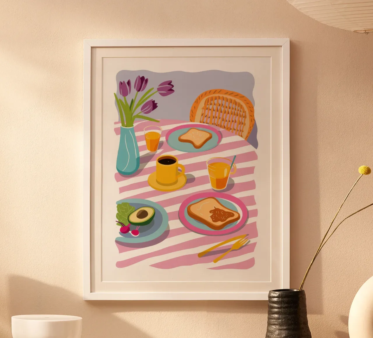 Colazione leggera a scacchi poster con telaio in alluminio da Frame Aura