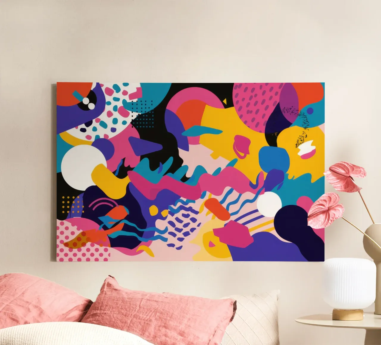Joyful Abstract Community canvas with Floater frame by Enter Bloom