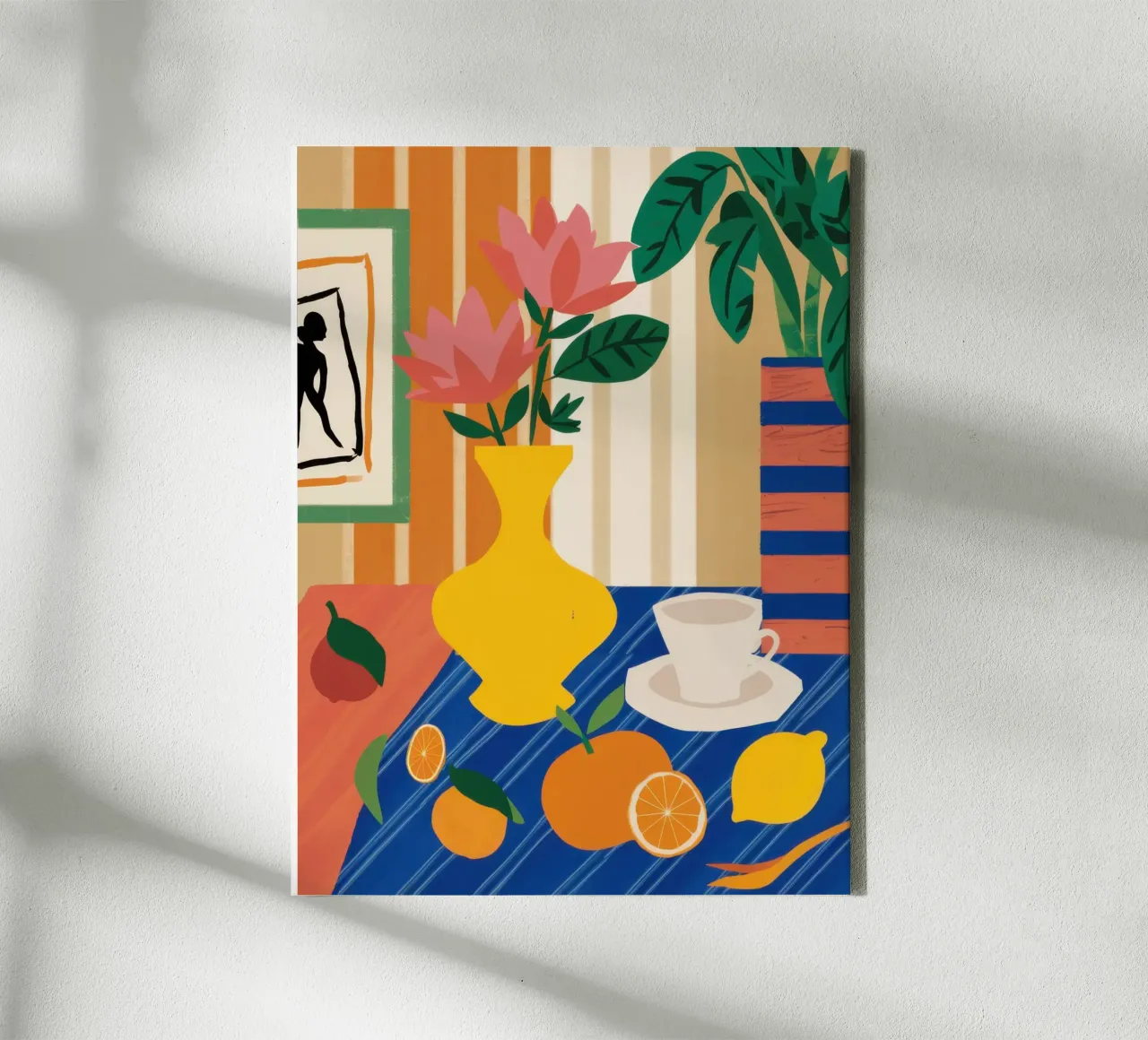 Gele vaas Zonneschijn canvas met Baklijst van Frame Aura