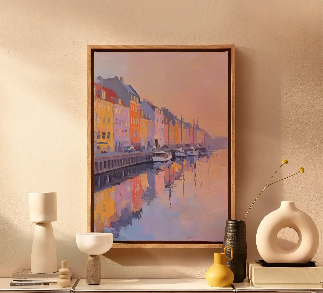Porto di Copenaghen pastello tela con Cornice a cassetta da Nikis Art Studio