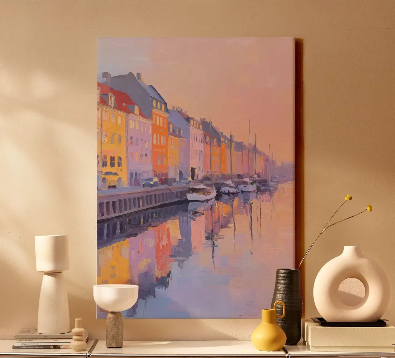 Porto di Copenaghen pastello tela con Cornice a cassetta da Nikis Art Studio