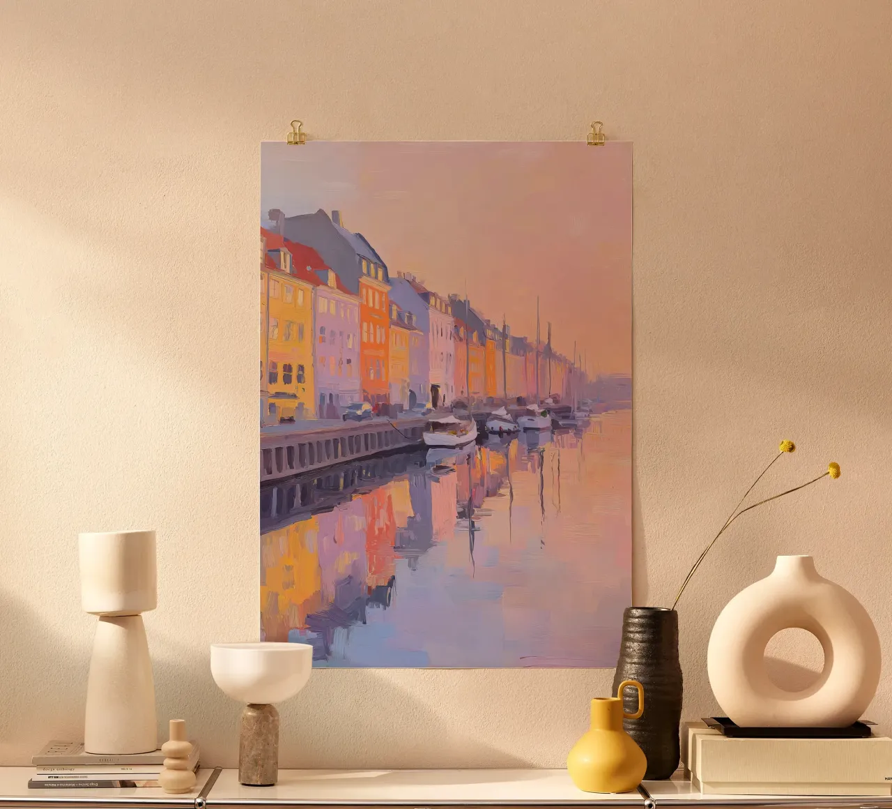 Porto di Copenaghen pastello poster con telaio in alluminio da Nikis Art Studio