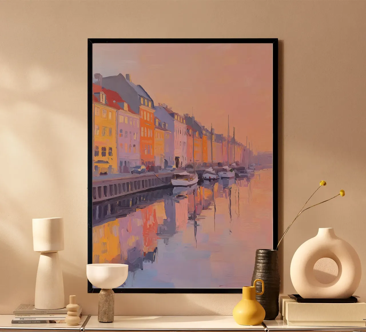 Porto di Copenaghen pastello poster con telaio in alluminio da Nikis Art Studio