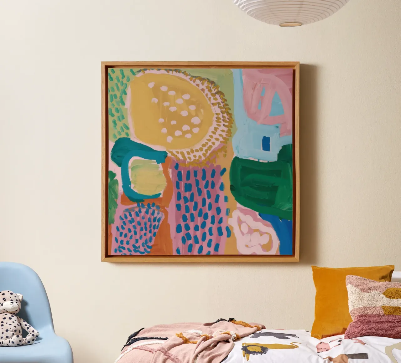 Vormen met aardse structuur canvas met Baklijst van Orchid Patina
