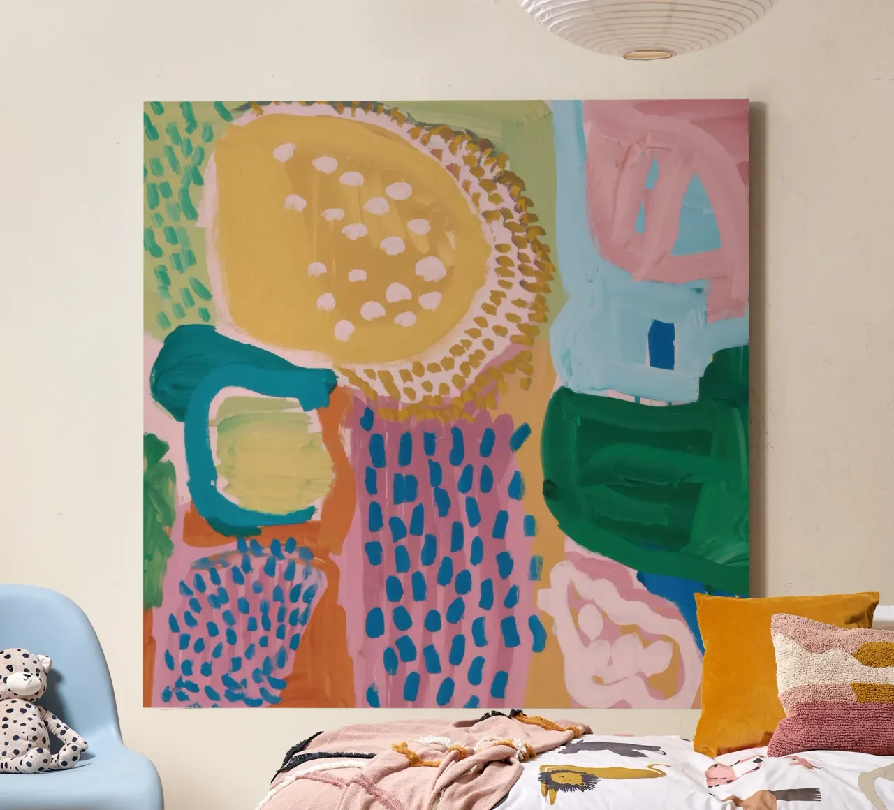 Vormen met aardse structuur canvas met Baklijst van Orchid Patina
