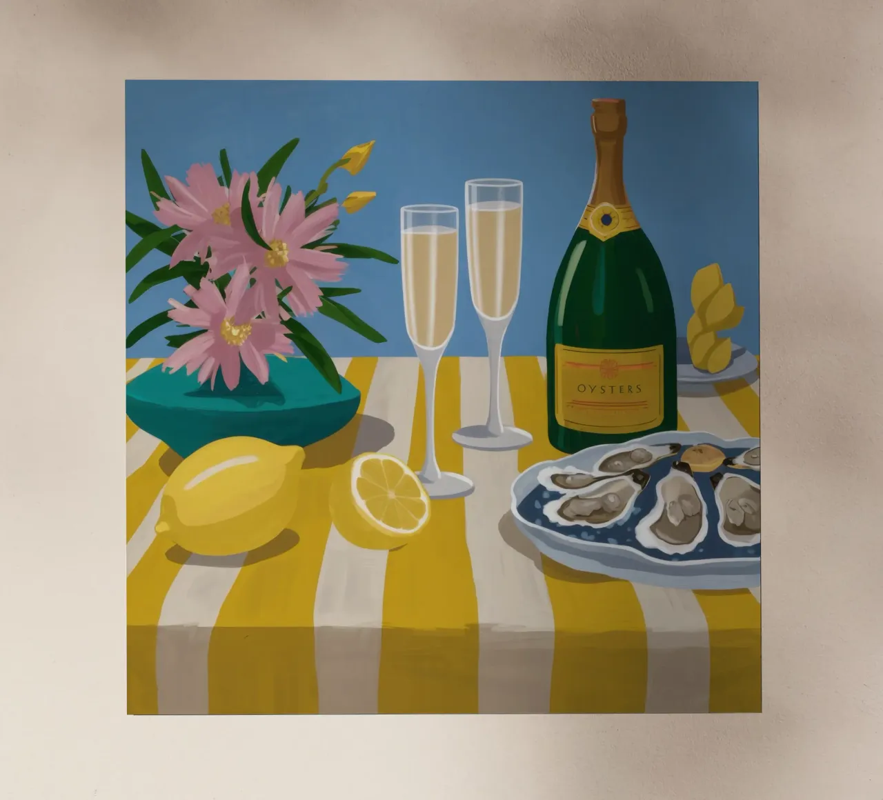Ostriche e champagne pellicola backlit da Frame Aura