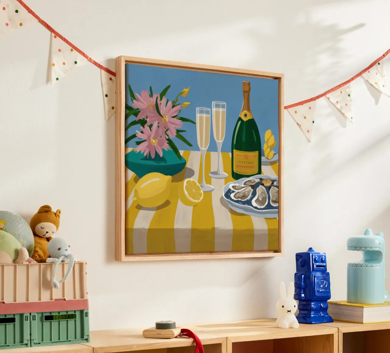 Ostriche e champagne tela con Cornice a cassetta da Frame Aura