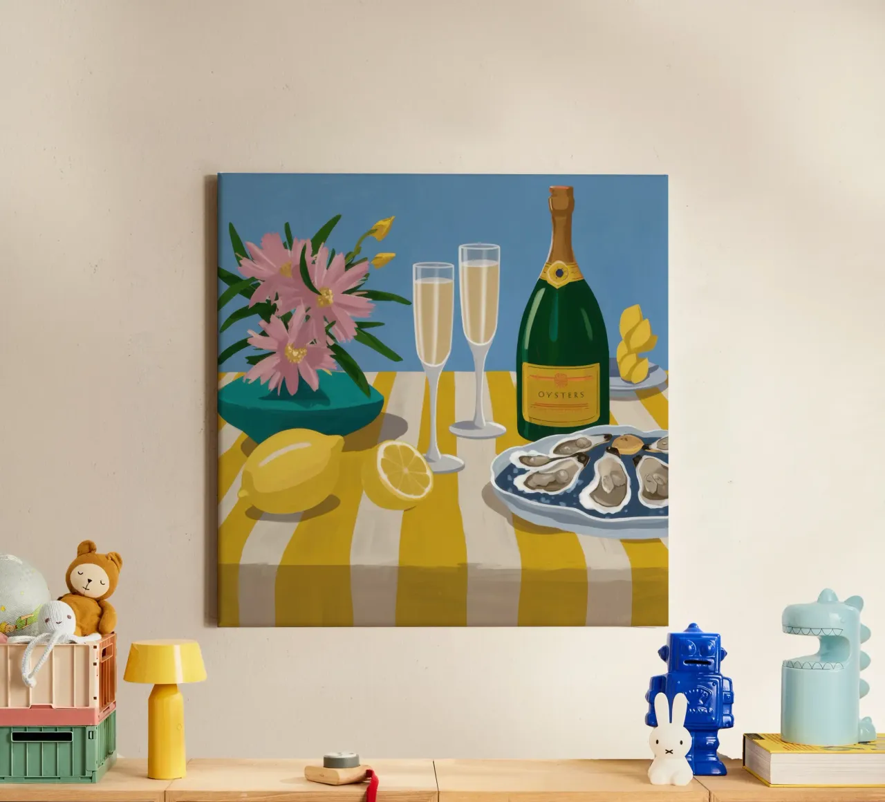 Ostriche e champagne tela con Cornice a cassetta da Frame Aura