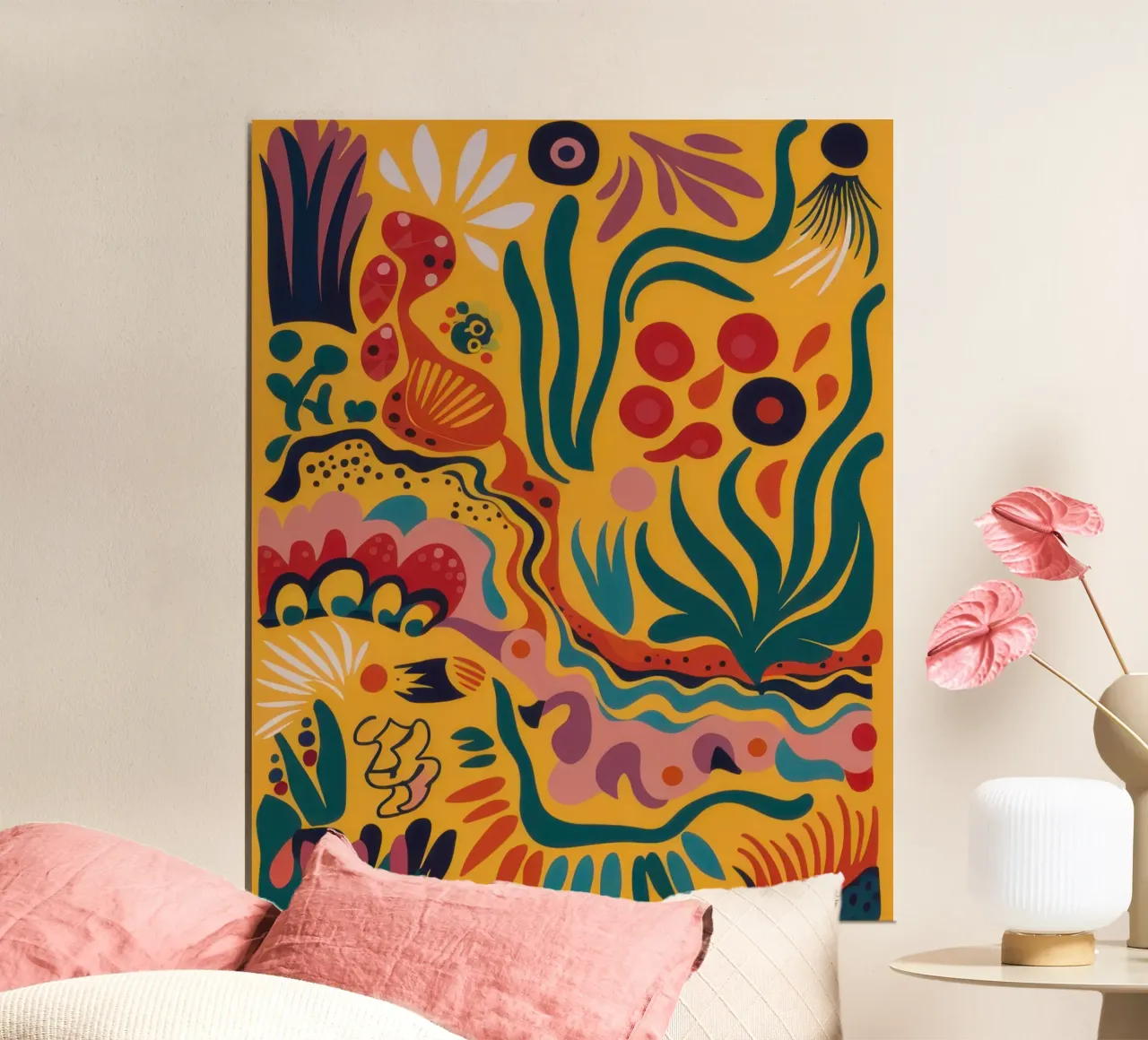 Fogliame dell'ora d'oro poster con telaio in legno da Frame Aura