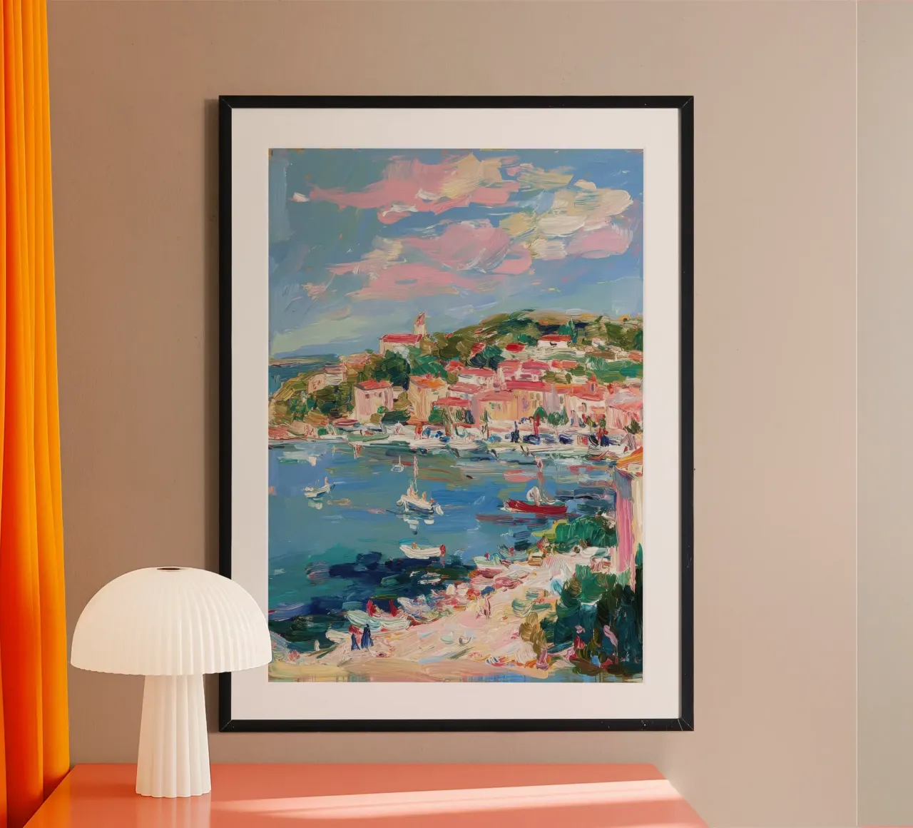 Pittura ad olio della Costa Azzurra poster da Nikis Art Studio