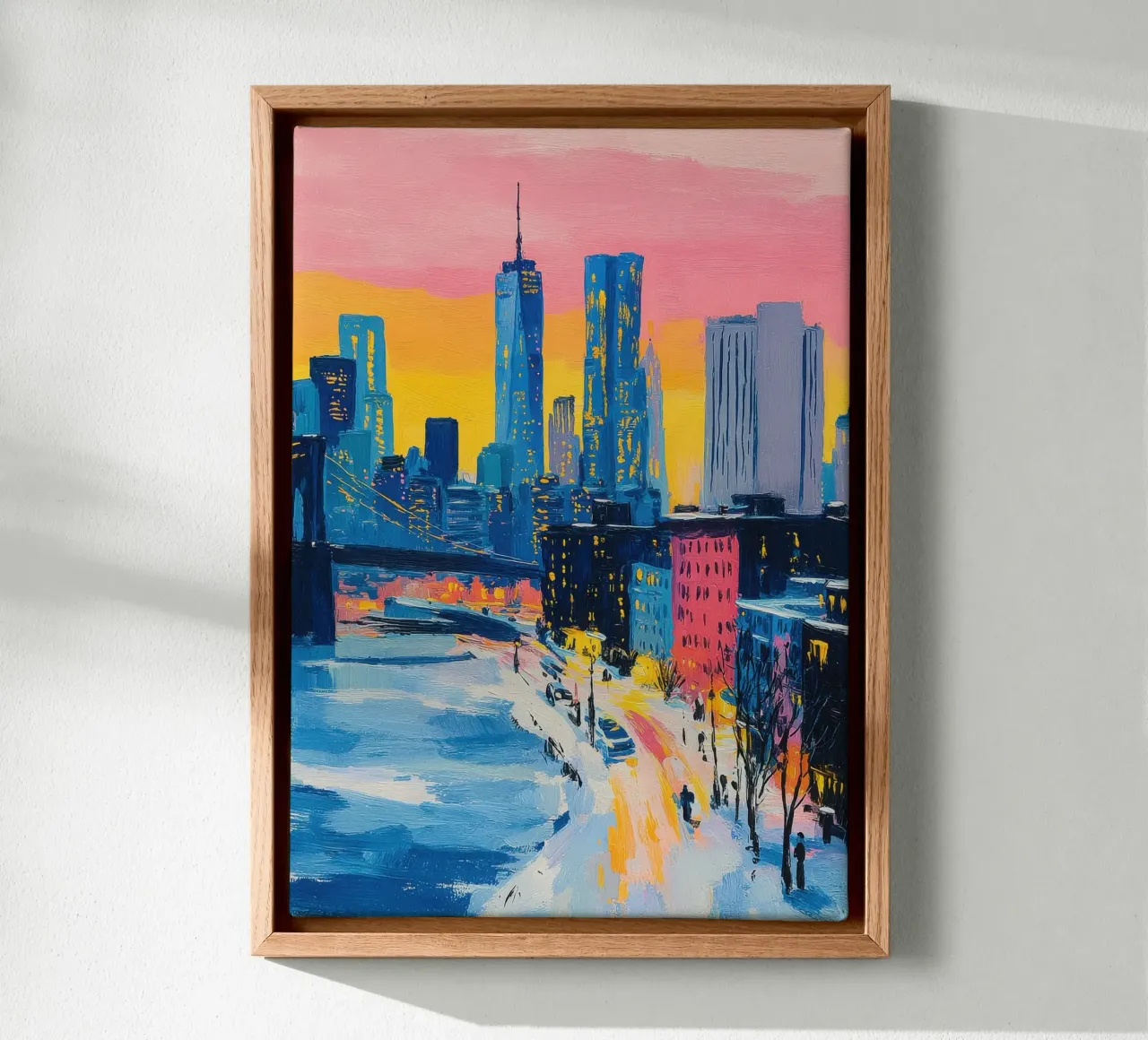 Stile Matisse al tramonto di New York tela con Cornice a cassetta da Nikis Art Studio