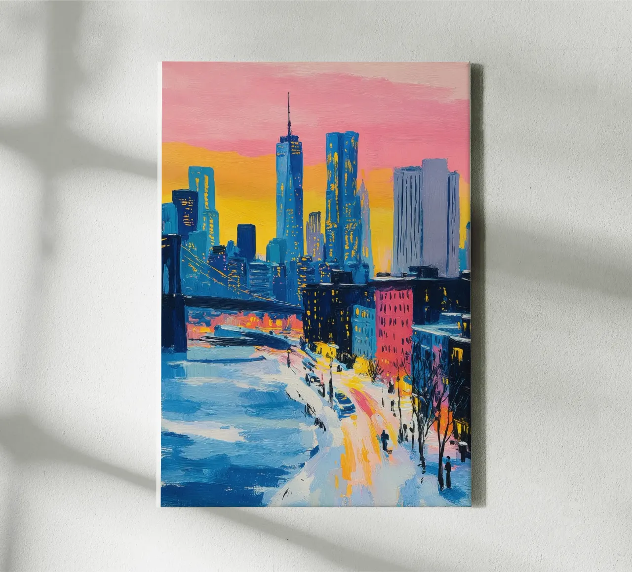 Stile Matisse al tramonto di New York tela con Cornice a cassetta da Nikis Art Studio