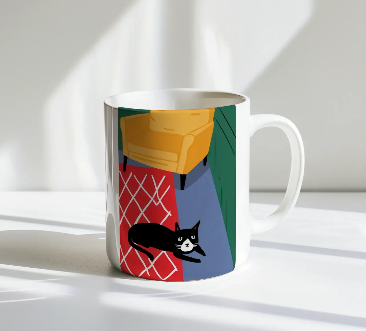 Coperta a scacchi Catnap tazza in ceramica da Frame Aura