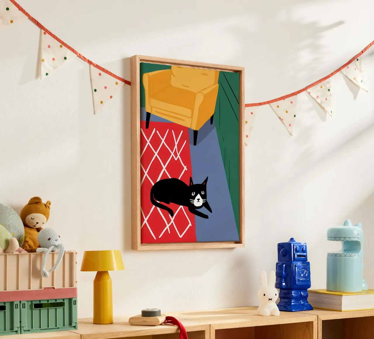 Coperta a scacchi Catnap tela con Cornice a cassetta da Frame Aura