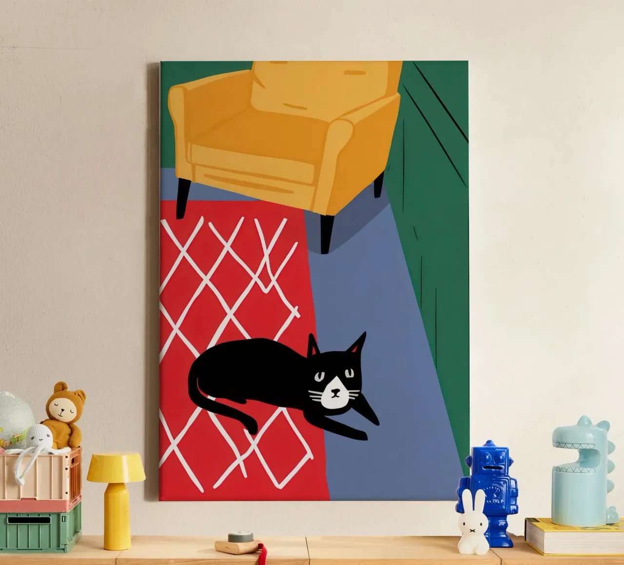 Coperta a scacchi Catnap tela con Cornice a cassetta da Frame Aura