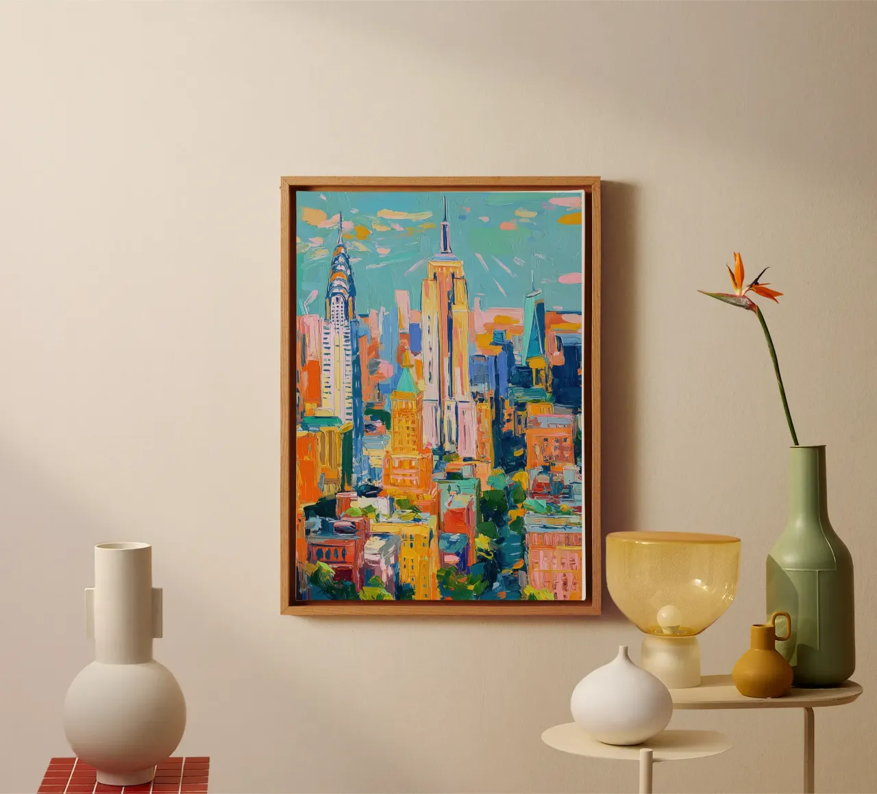 Impasto del profilo di New York tela con Cornice a cassetta da Nikis Art Studio