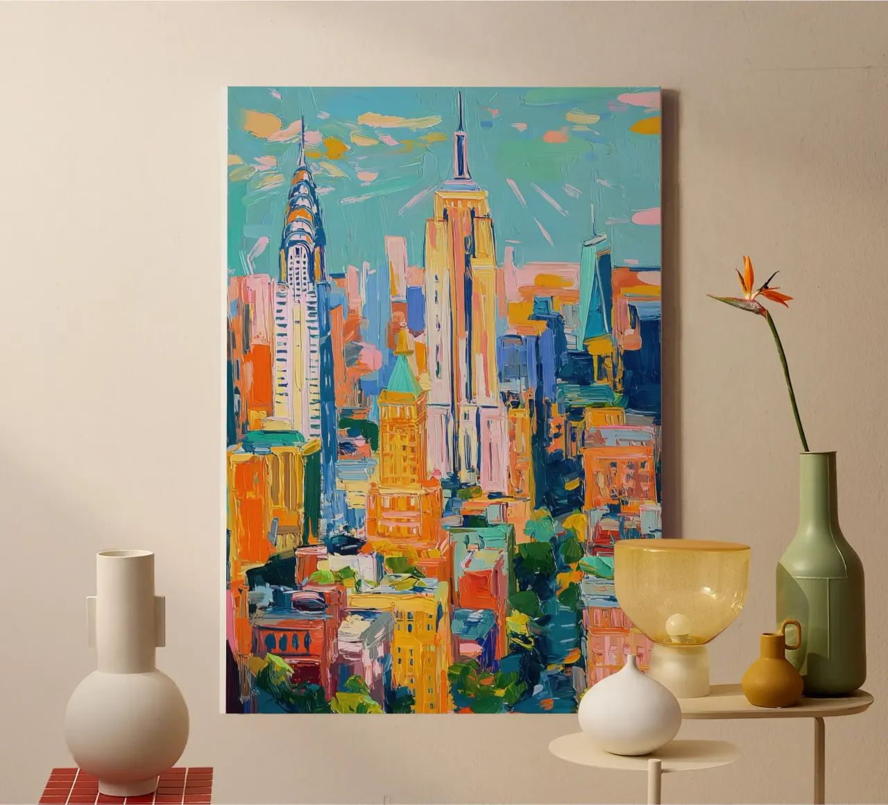 Impasto del profilo di New York tela con Cornice a cassetta da Nikis Art Studio