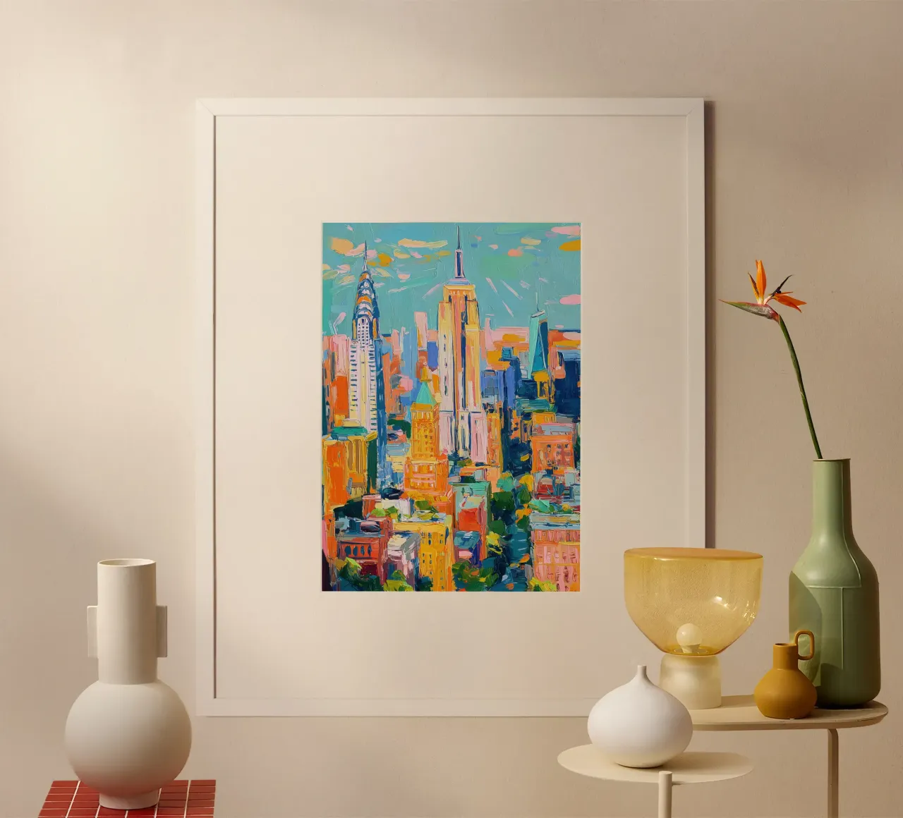Impasto del profilo di New York poster con telaio in alluminio da Nikis Art Studio