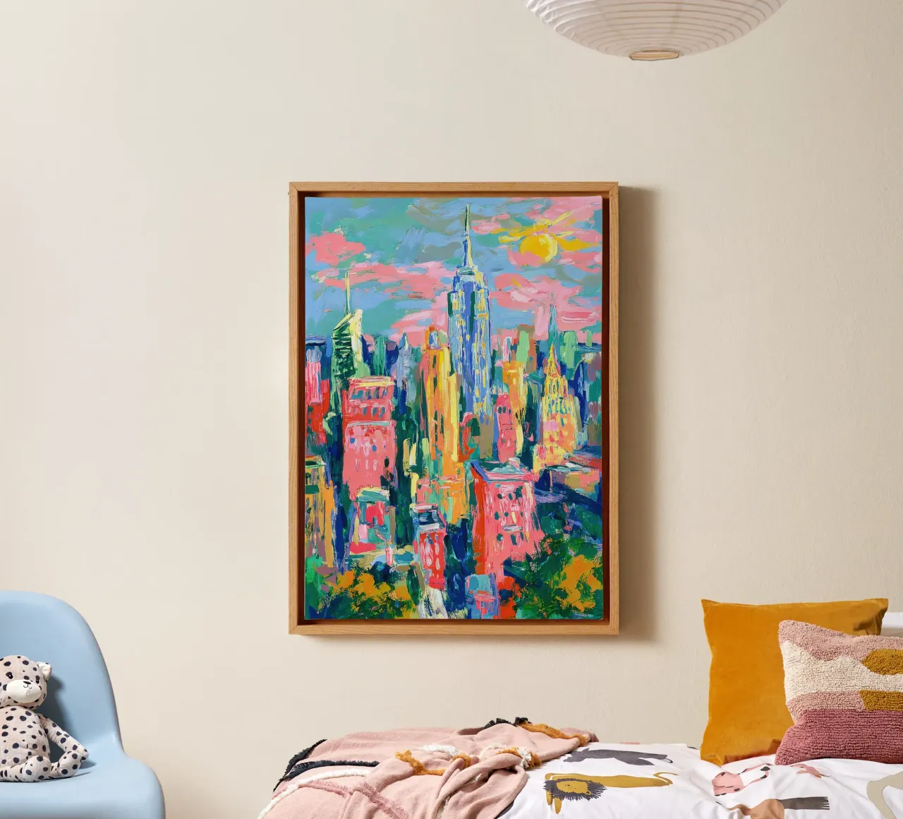 Impasto del profilo di New York tela con Cornice a cassetta da ArtByNiki