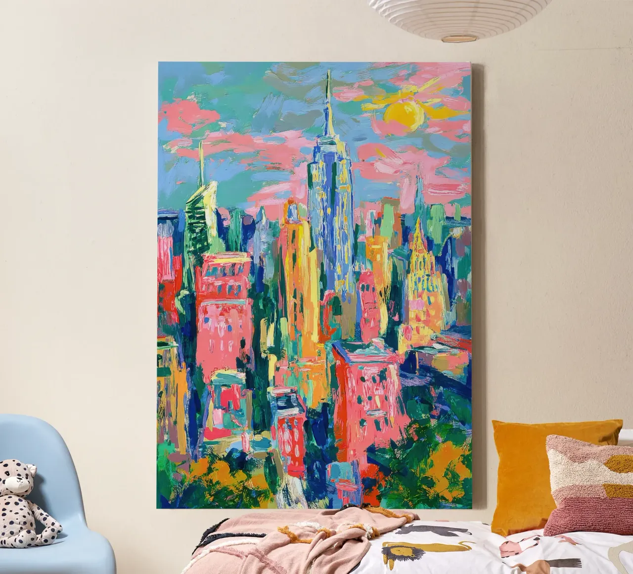 Impasto del profilo di New York tela con Cornice a cassetta da ArtByNiki