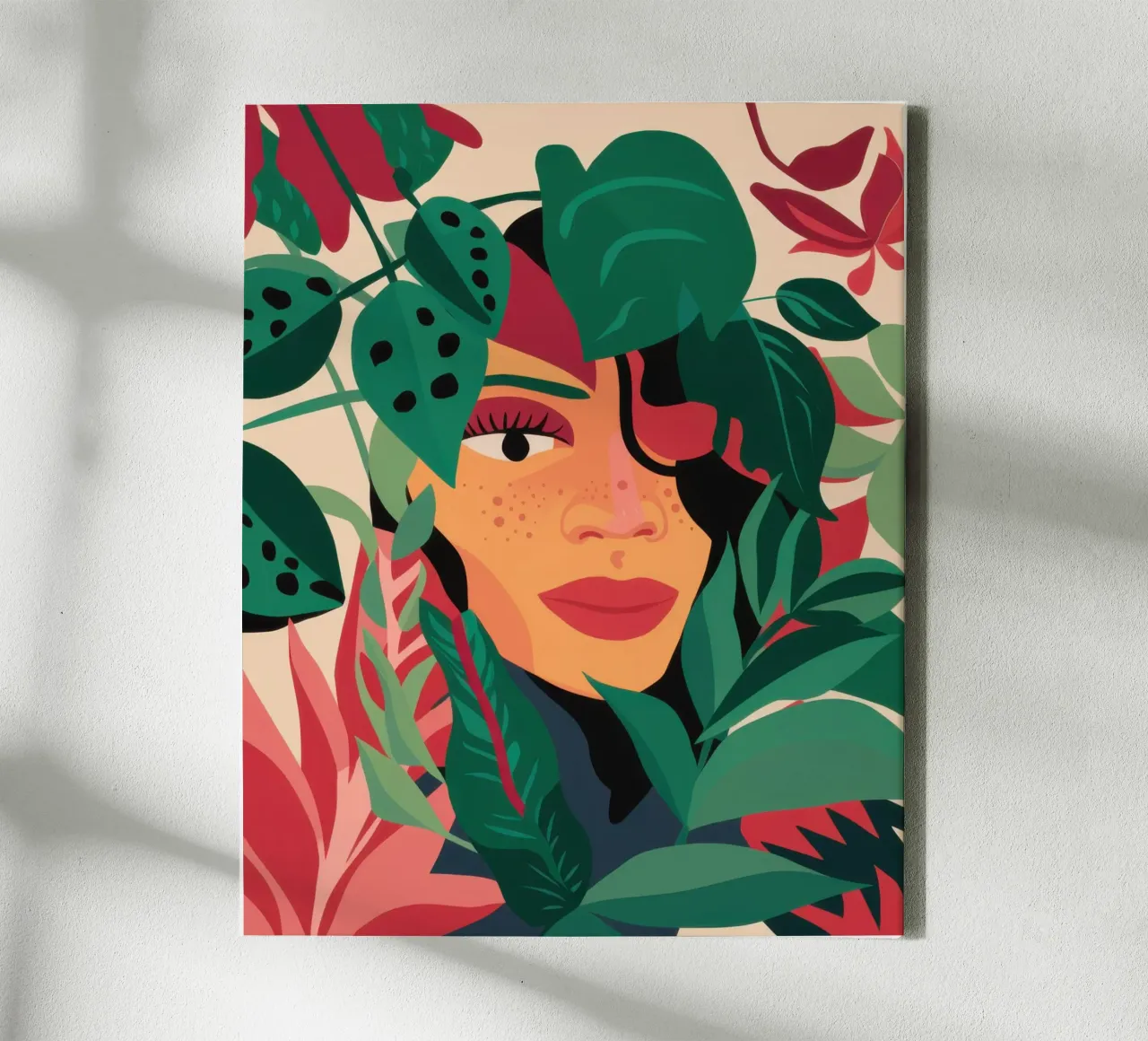 Groene godinnenblik canvas met Baklijst van Orchid Patina