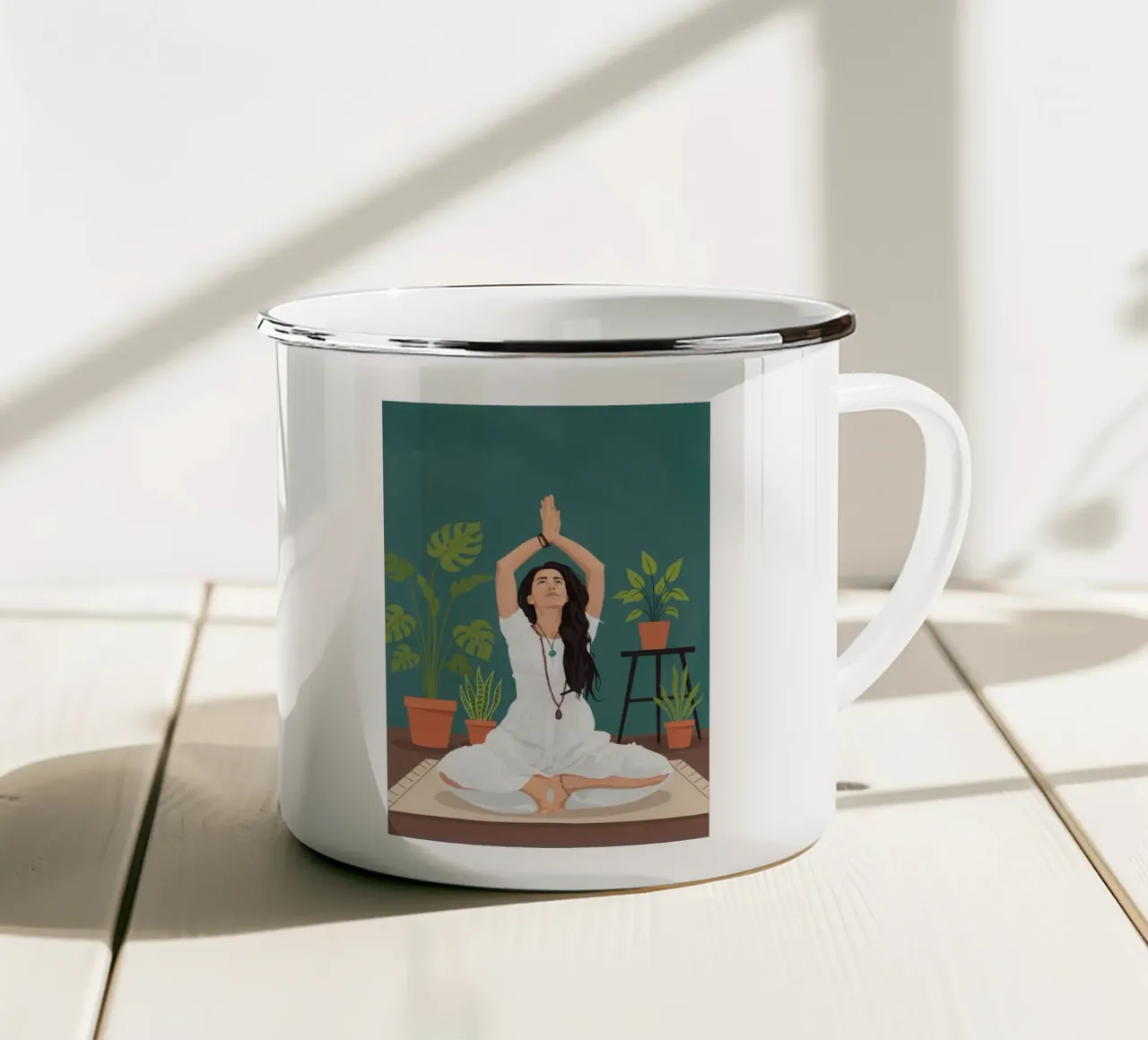 Boho Yoga Art tazza in smalto da Attaboy Dsgn