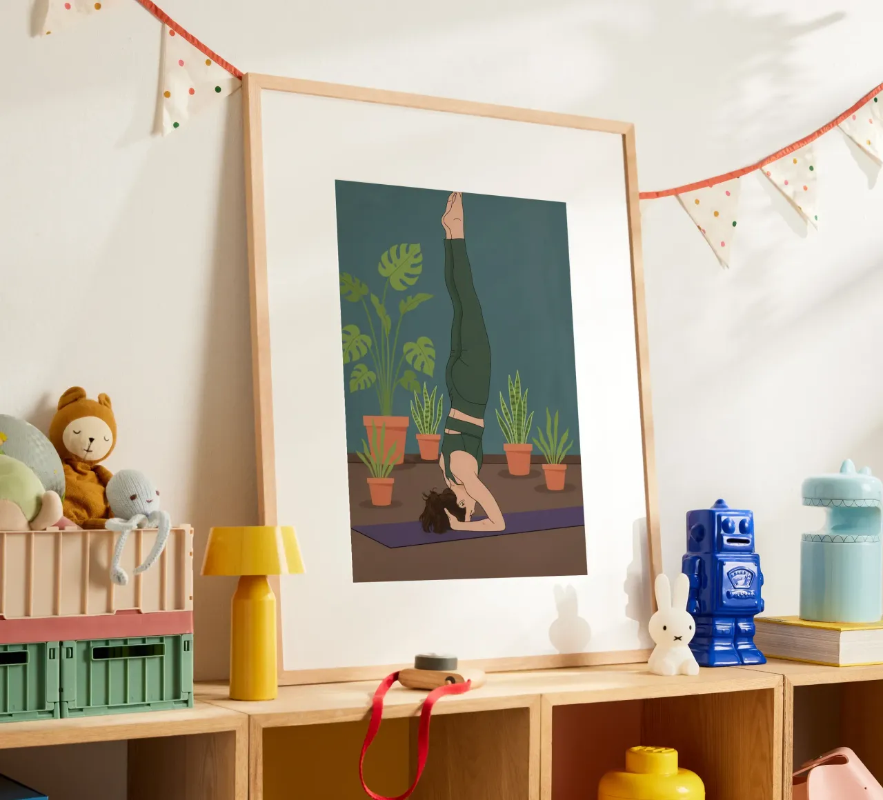 Sirsasana Yoga Pose poster con telaio in plastica da Attaboy Dsgn