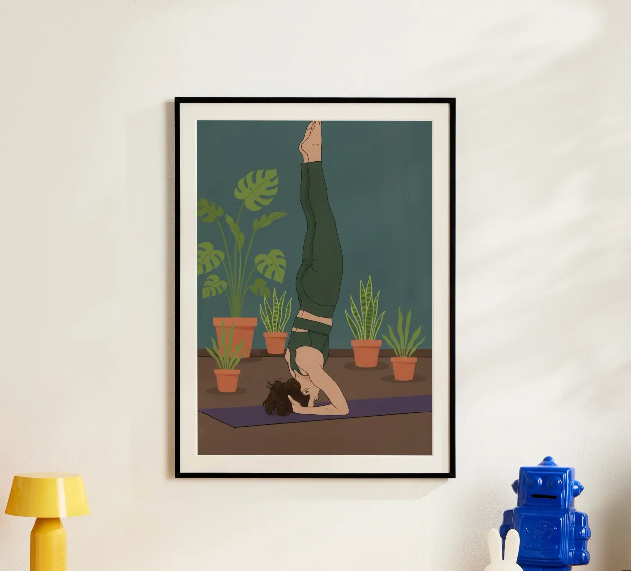 Sirsasana Yoga Pose poster con telaio in plastica da Attaboy Dsgn