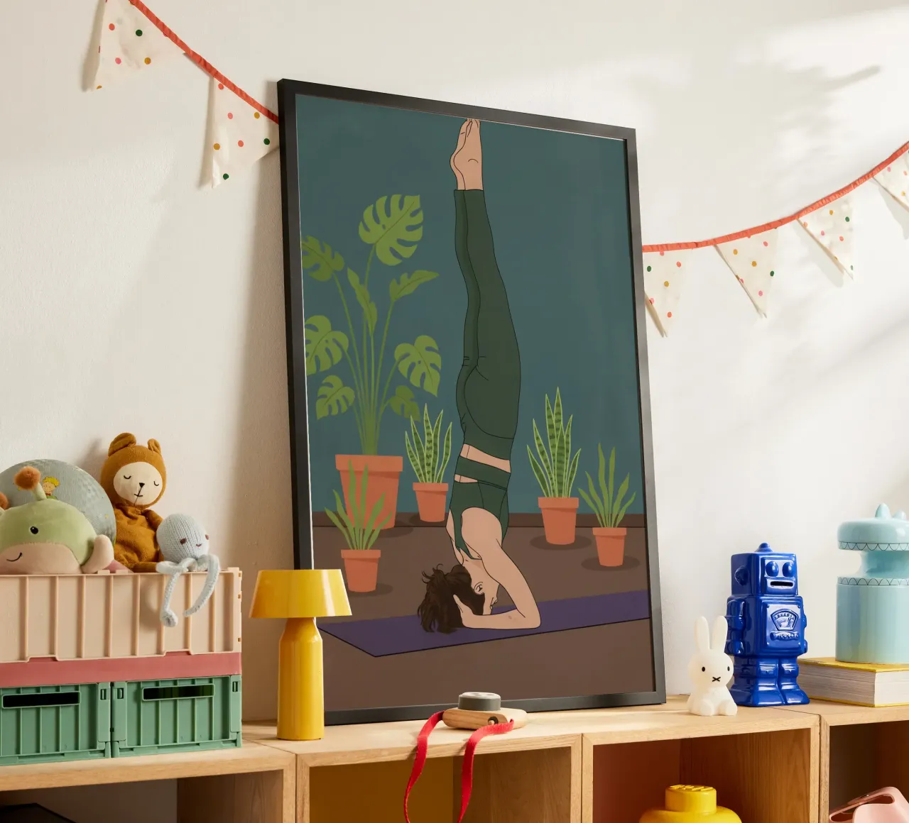 Sirsasana Yoga Pose poster con telaio in plastica da Attaboy Dsgn