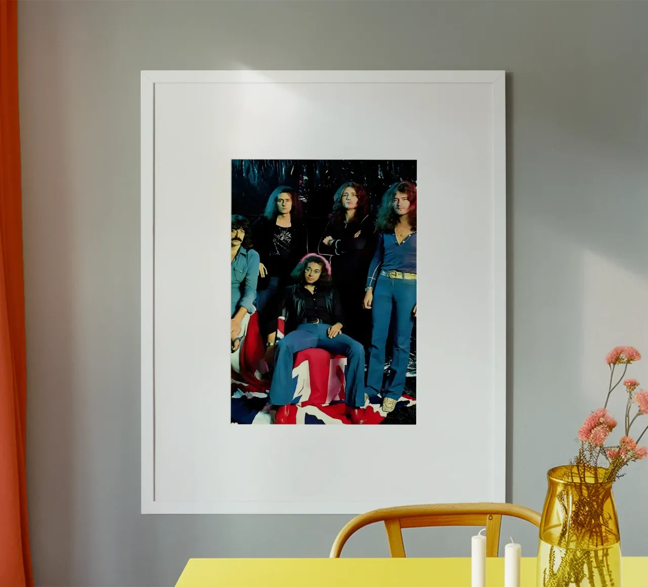 Deep Purple poster con telaio in alluminio da Low poly art