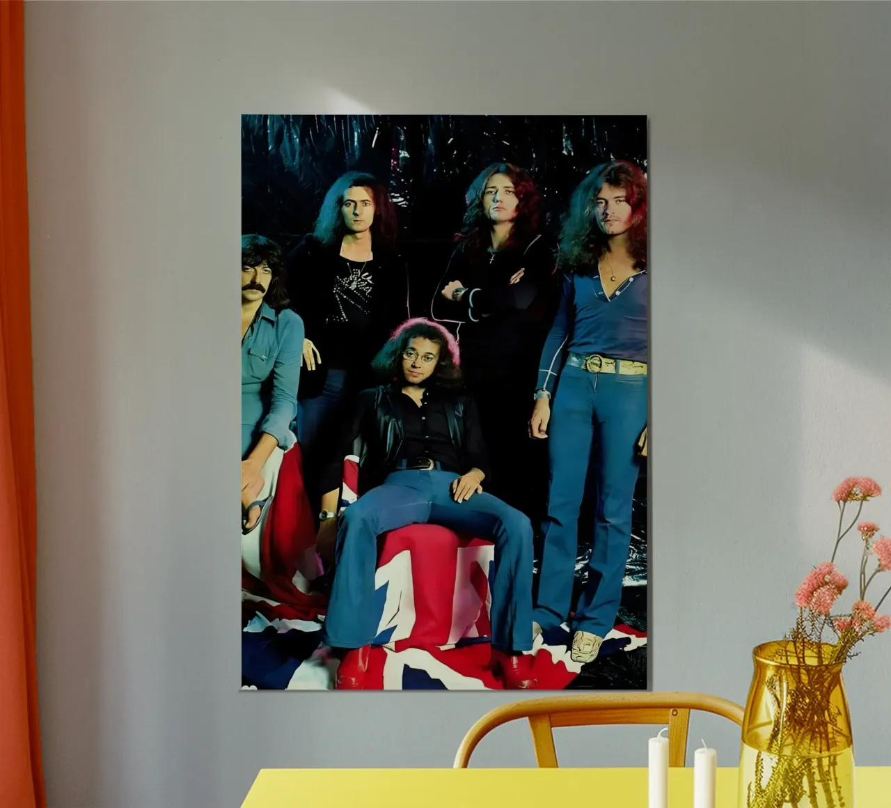 Deep Purple poster con telaio in alluminio da Low poly art