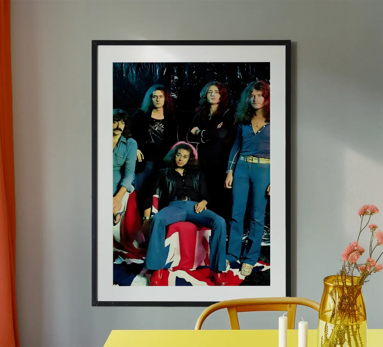 Deep Purple poster con telaio in alluminio da Low poly art