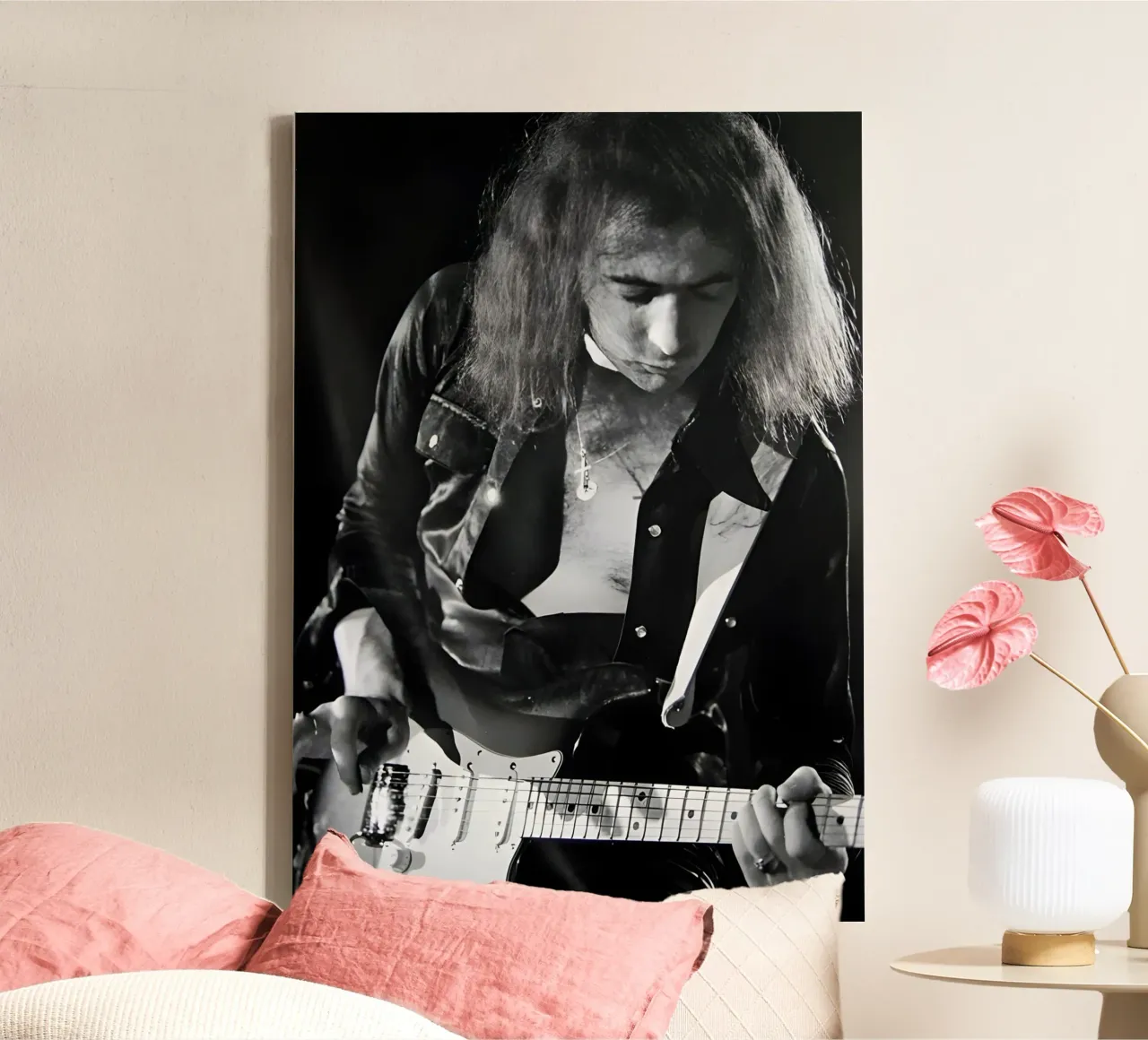 Ritchie Blackmore lienzo con Marco flotante de Low poly art