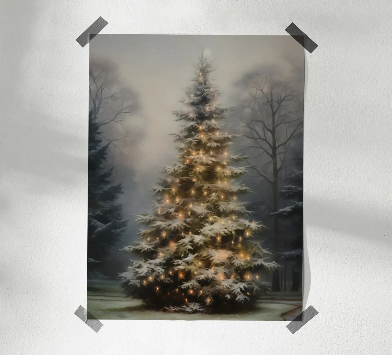 Albero di Natale luminoso | Luci dell'albero di Natale Arte poster con telaio in alluminio da Casa Calm