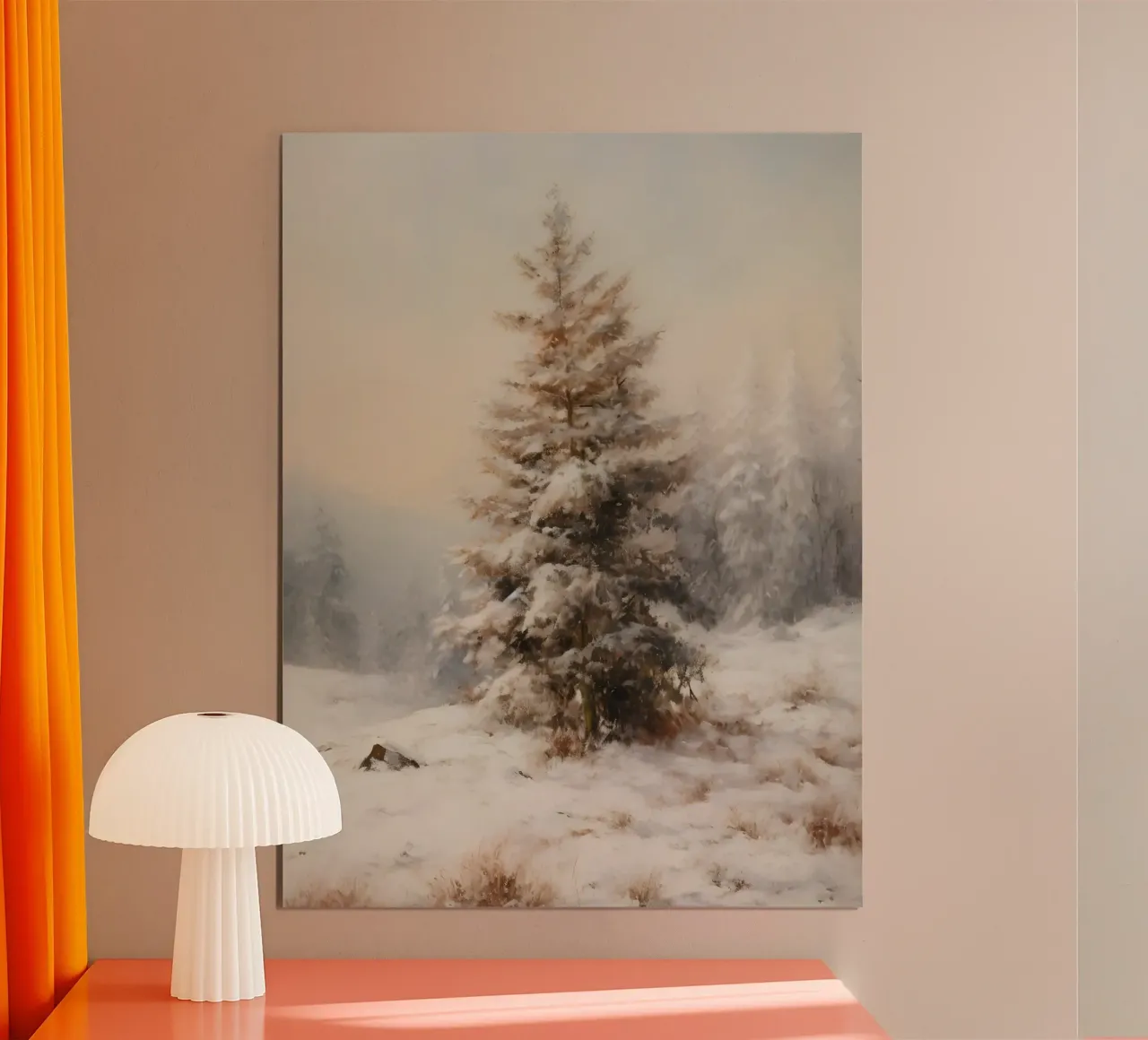 Arte dell'albero invernale innevato poster con telaio in plastica da Casa Calm