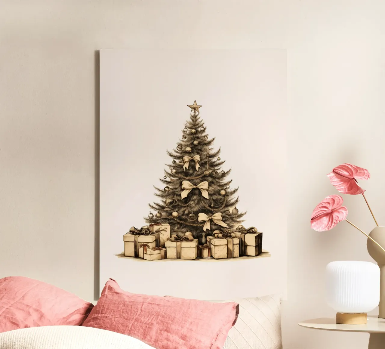 Albero di Natale vintage | Albero di Natale elegante tela con Cornice a cassetta da Casa Calm
