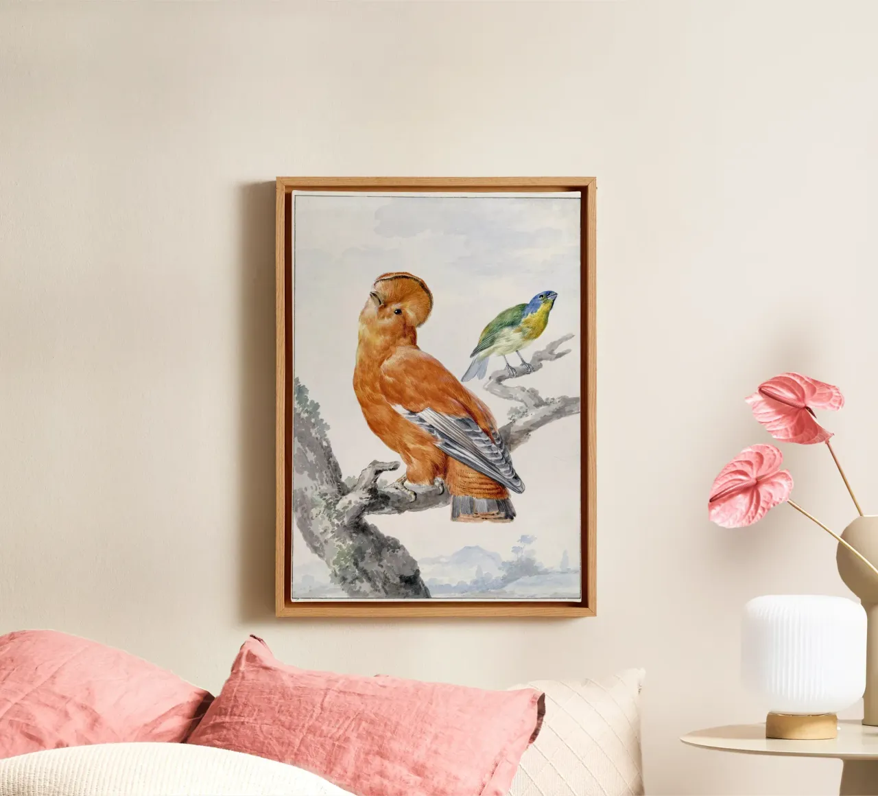 Two Exotic Birds canvas met Baklijst van vintageshop