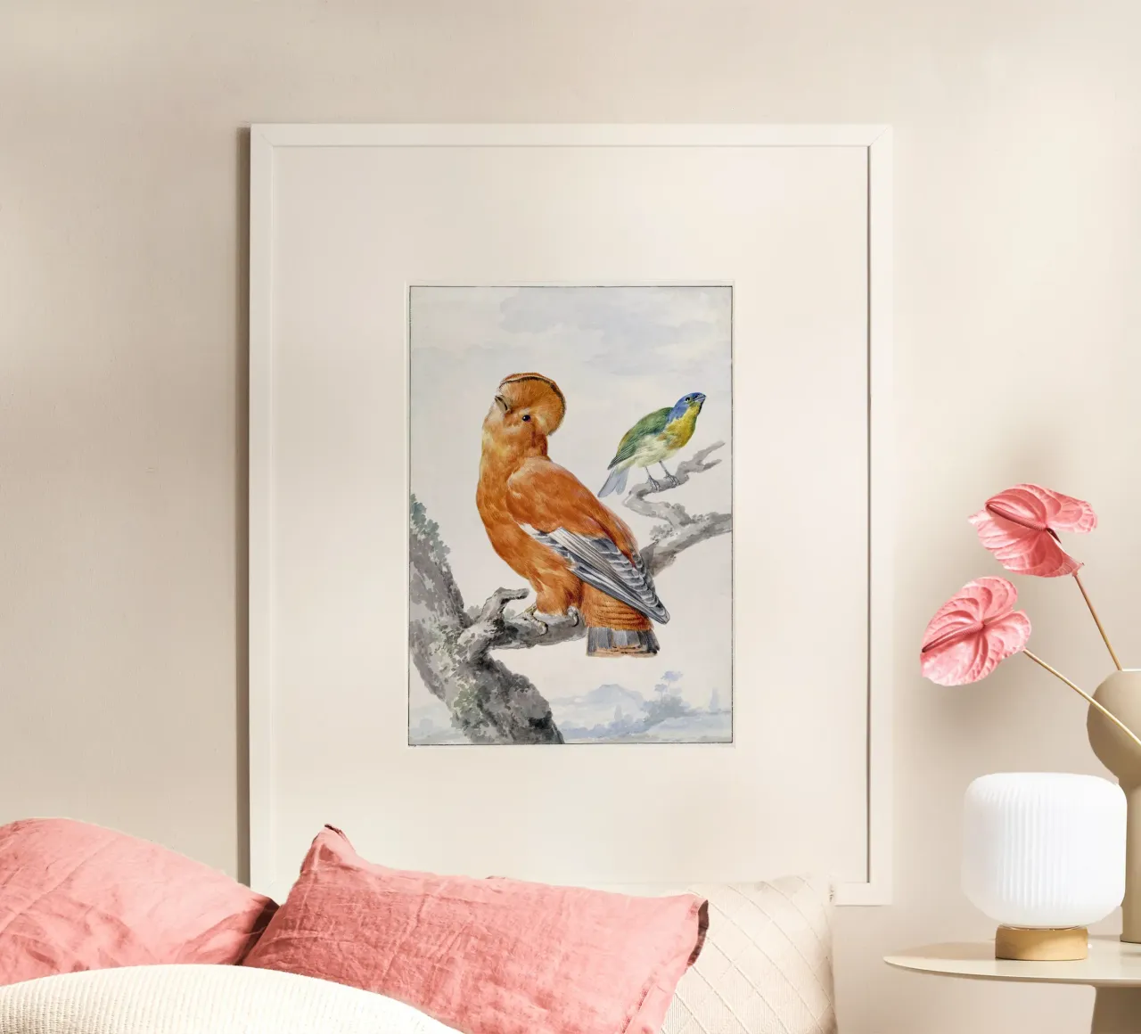 Two Exotic Birds poster con telaio in plastica da vintageshop