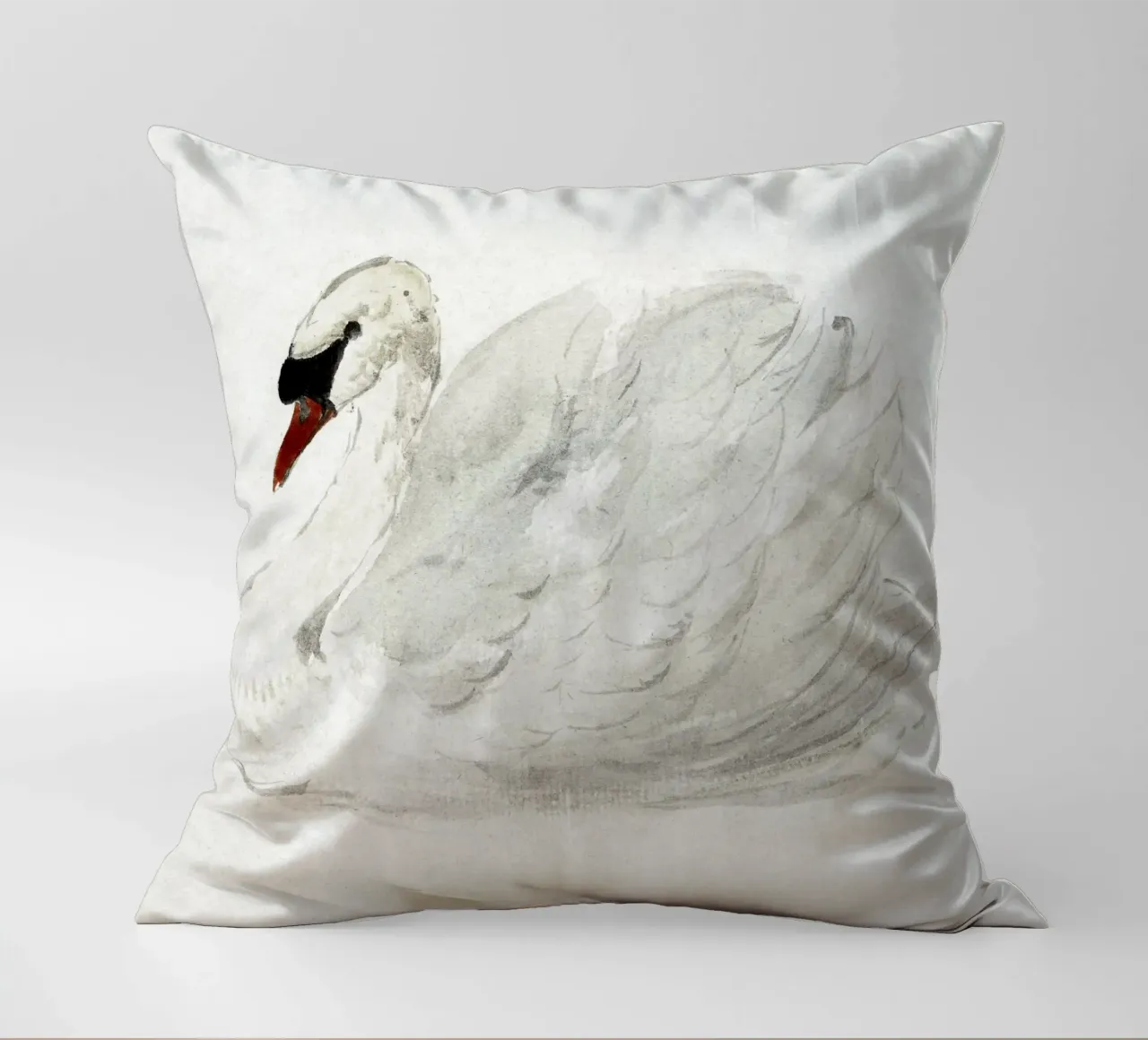 White swan drawing cuscino da vintageshop